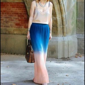 NWT Cynthia rowley pleated blue & pink ombré skirt